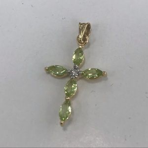 14k yellow gold peridot cross